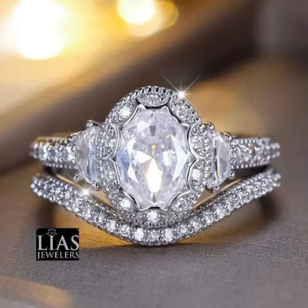 New 18k white gold wedding ring set